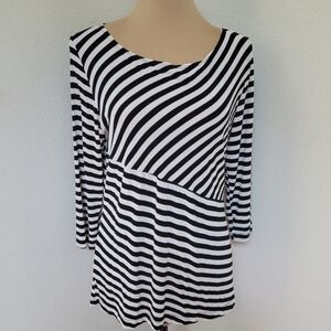 Chico's Travelers Black and White Striped Top
